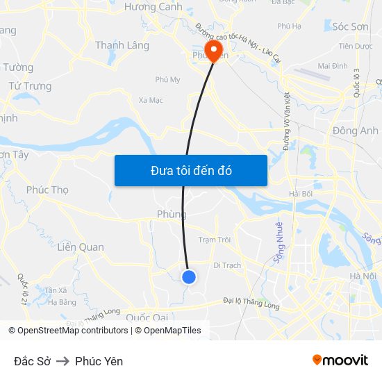 Đắc Sở to Phúc Yên map