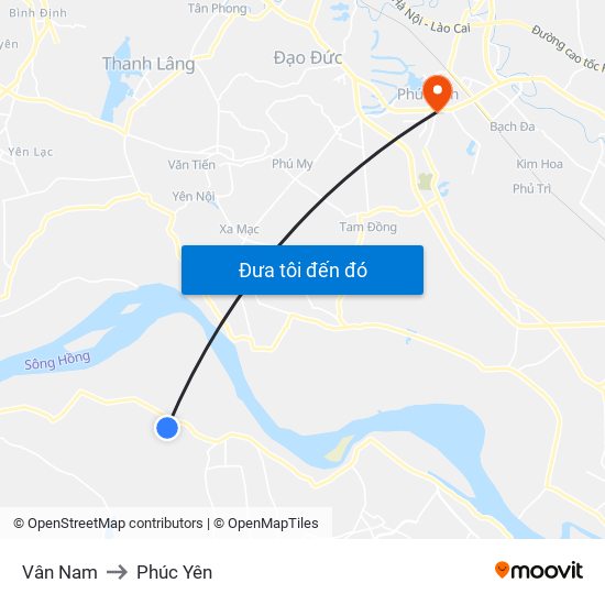 Vân Nam to Phúc Yên map