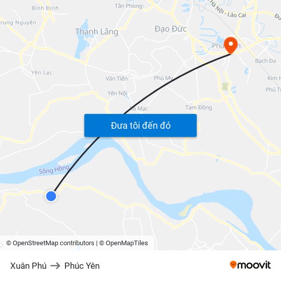 Xuân Phú to Phúc Yên map