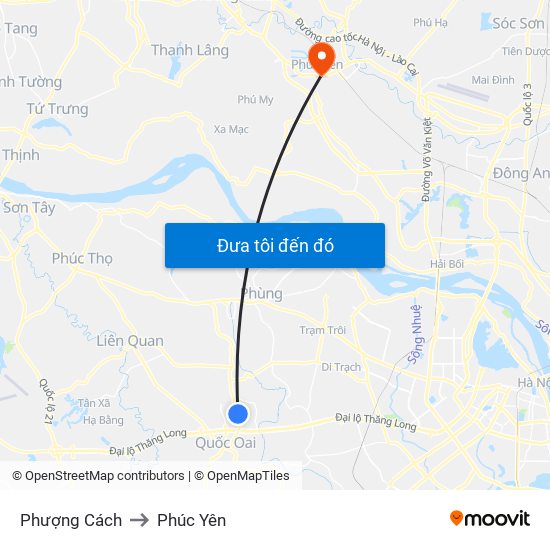 Phượng Cách to Phúc Yên map