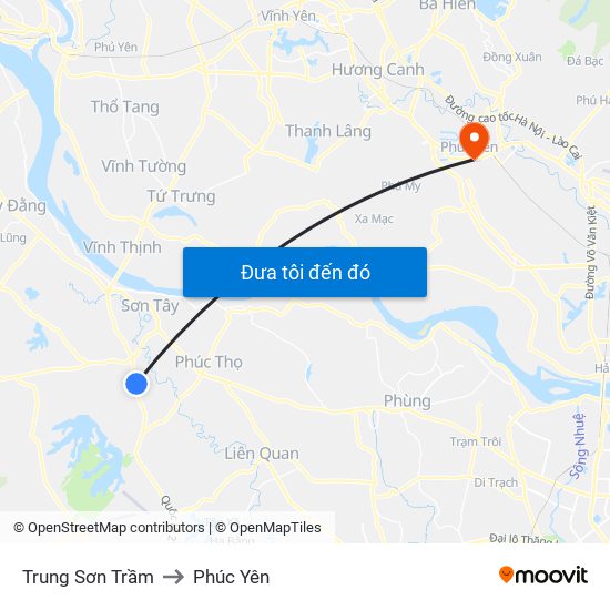 Trung Sơn Trầm to Phúc Yên map