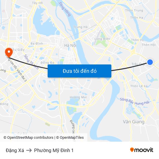 Đặng Xá to Phường Mỹ Đình 1 map