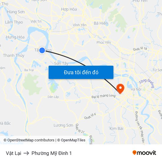 Vật Lại to Phường Mỹ Đình 1 map