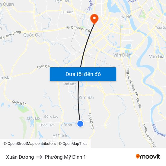 Xuân Dương to Phường Mỹ Đình 1 map