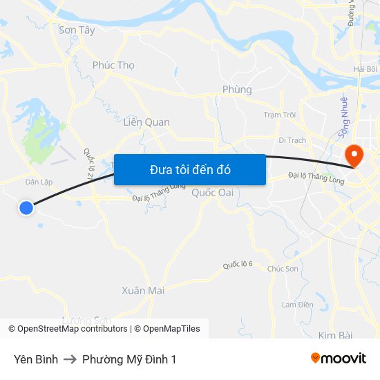 Yên Bình to Phường Mỹ Đình 1 map