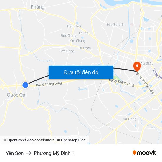 Yên Sơn to Phường Mỹ Đình 1 map