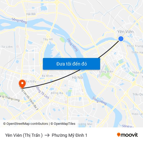 Yên Viên (Thị Trấn ) to Phường Mỹ Đình 1 map