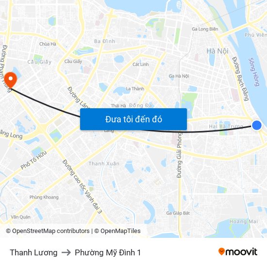 Thanh Lương to Phường Mỹ Đình 1 map
