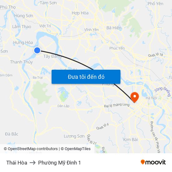 Thái Hòa to Phường Mỹ Đình 1 map