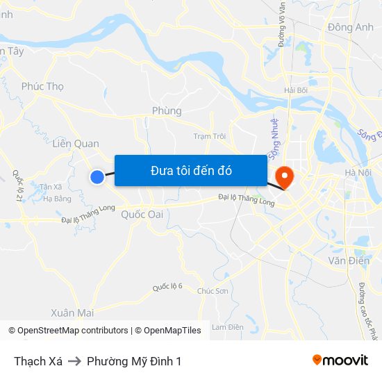 Thạch Xá to Phường Mỹ Đình 1 map