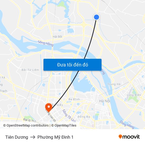 Tiên Dương to Phường Mỹ Đình 1 map