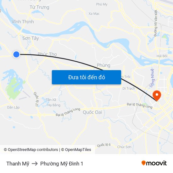 Thanh Mỹ to Phường Mỹ Đình 1 map