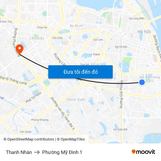 Thanh Nhàn to Phường Mỹ Đình 1 map