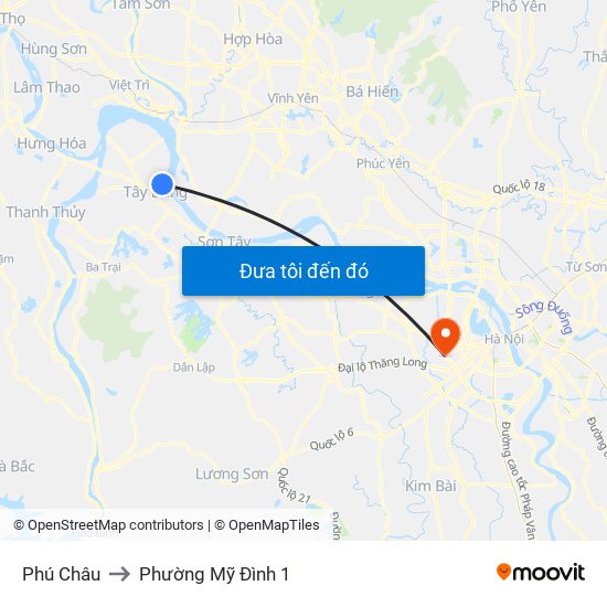 Phú Châu to Phường Mỹ Đình 1 map