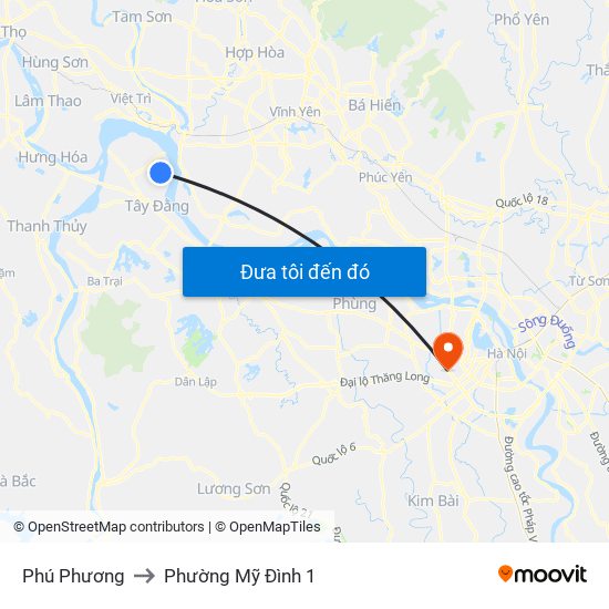 Phú Phương to Phường Mỹ Đình 1 map