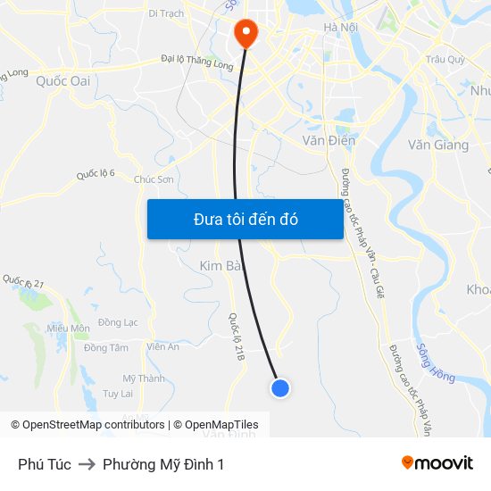 Phú Túc to Phường Mỹ Đình 1 map