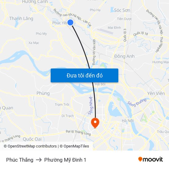 Phúc Thắng to Phường Mỹ Đình 1 map