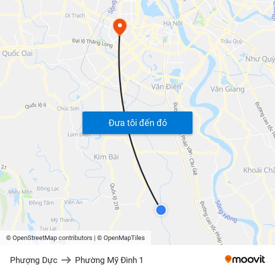 Phượng Dực to Phường Mỹ Đình 1 map