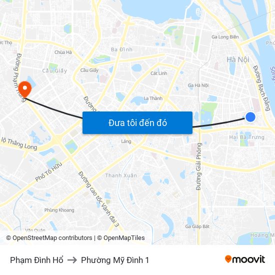 Phạm Đình Hổ to Phường Mỹ Đình 1 map