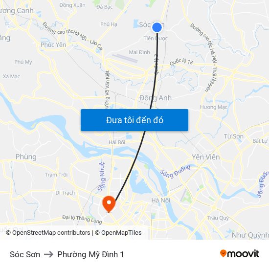 Sóc Sơn to Phường Mỹ Đình 1 map