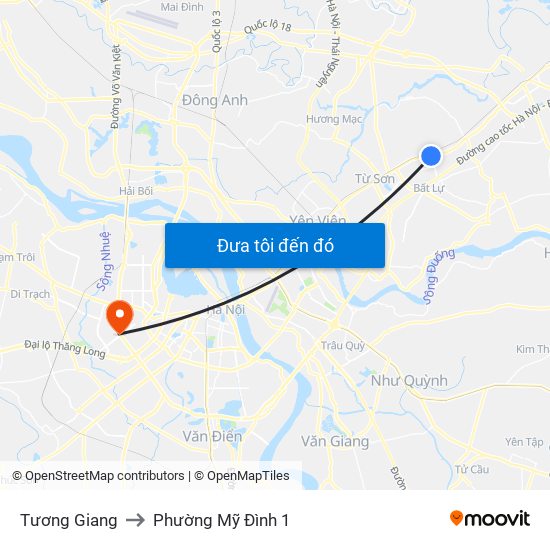 Tương Giang to Phường Mỹ Đình 1 map