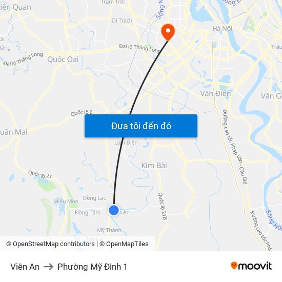 Viên An to Phường Mỹ Đình 1 map