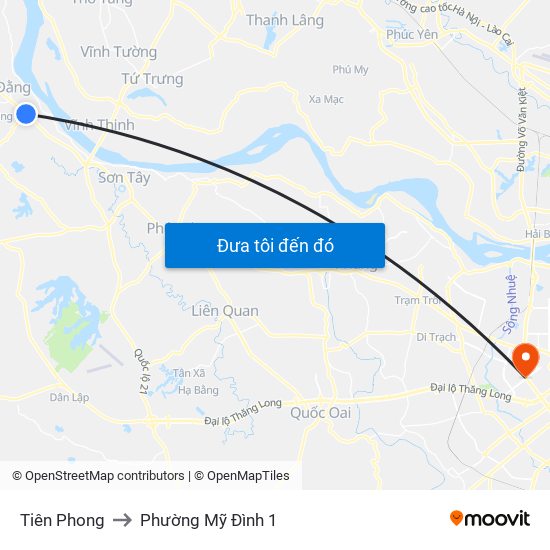 Tiên Phong to Phường Mỹ Đình 1 map