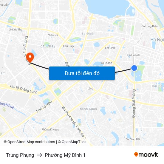 Trung Phụng to Phường Mỹ Đình 1 map