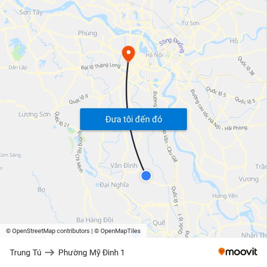 Trung Tú to Phường Mỹ Đình 1 map