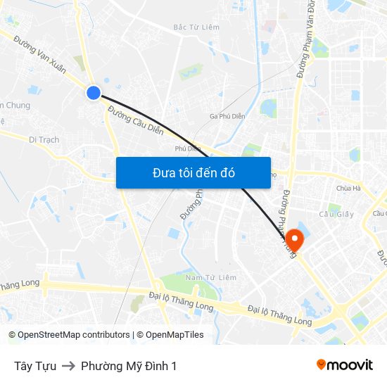 Tây Tựu to Phường Mỹ Đình 1 map