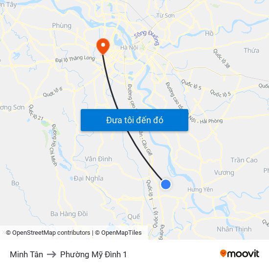 Minh Tân to Phường Mỹ Đình 1 map