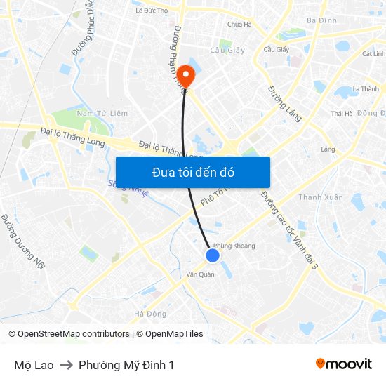 Mộ Lao to Phường Mỹ Đình 1 map