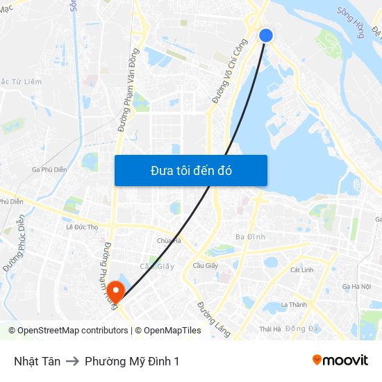 Nhật Tân to Phường Mỹ Đình 1 map