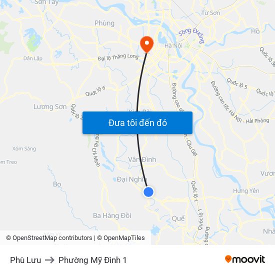 Phù Lưu to Phường Mỹ Đình 1 map