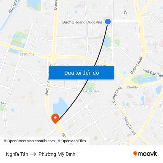 Nghĩa Tân to Phường Mỹ Đình 1 map