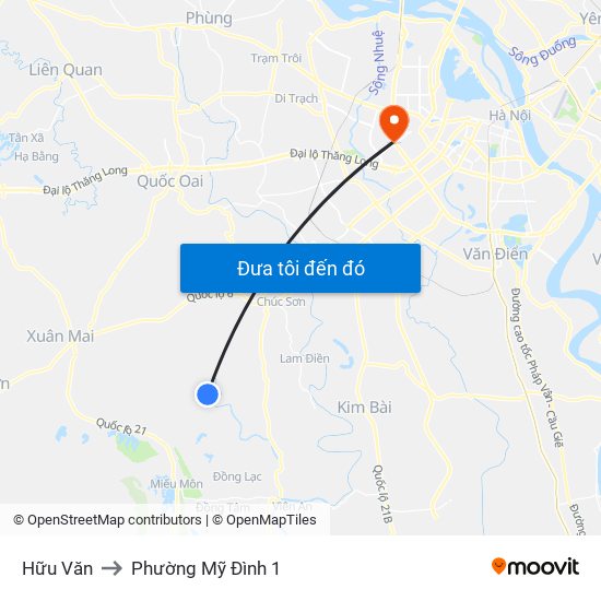 Hữu Văn to Phường Mỹ Đình 1 map