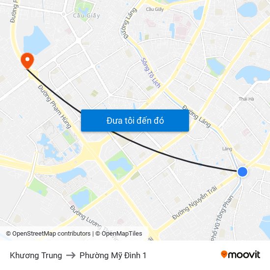 Khương Trung to Phường Mỹ Đình 1 map