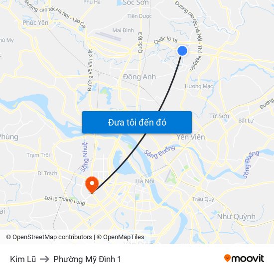 Kim Lũ to Phường Mỹ Đình 1 map