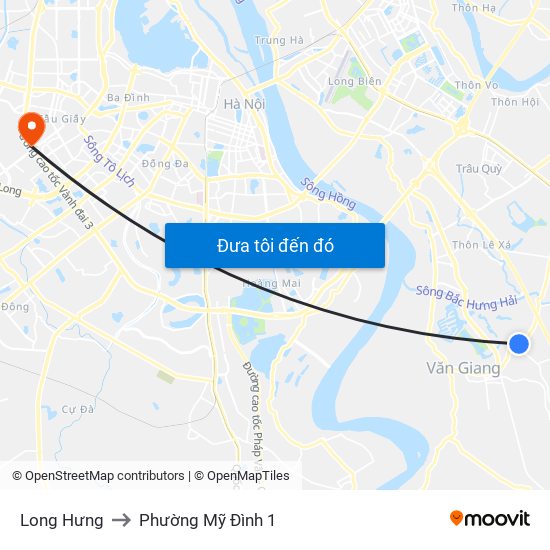 Long Hưng to Phường Mỹ Đình 1 map