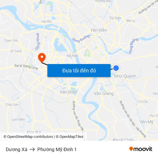 Dương Xá to Phường Mỹ Đình 1 map