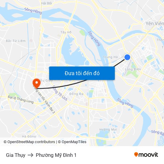 Gia Thụy to Phường Mỹ Đình 1 map