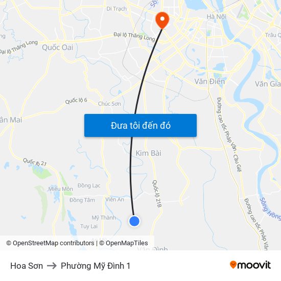 Hoa Sơn to Phường Mỹ Đình 1 map
