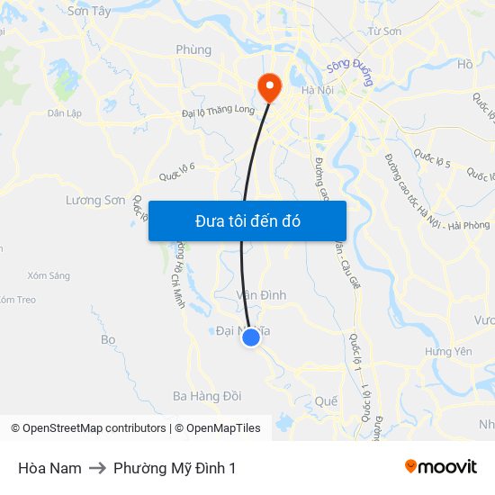 Hòa Nam to Phường Mỹ Đình 1 map