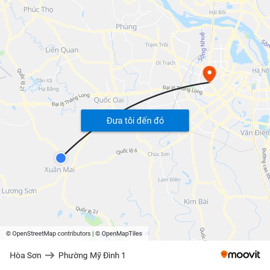 Hòa Sơn to Phường Mỹ Đình 1 map