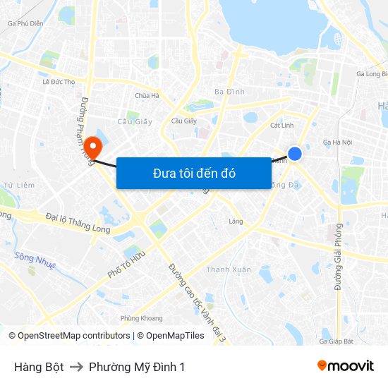 Hàng Bột to Phường Mỹ Đình 1 map