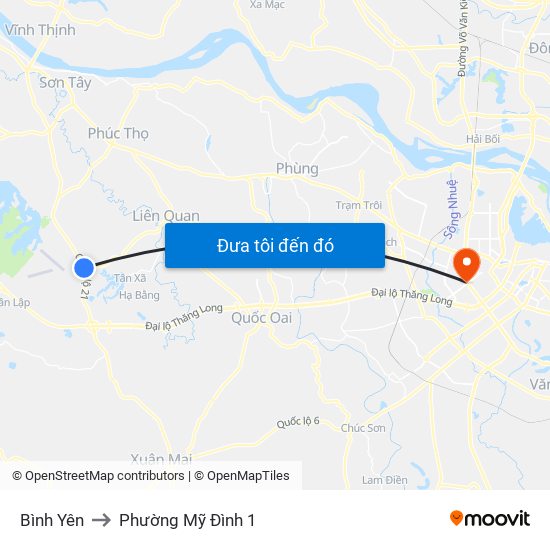 Bình Yên to Phường Mỹ Đình 1 map