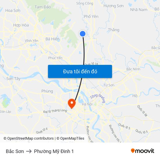 Bắc Sơn to Phường Mỹ Đình 1 map