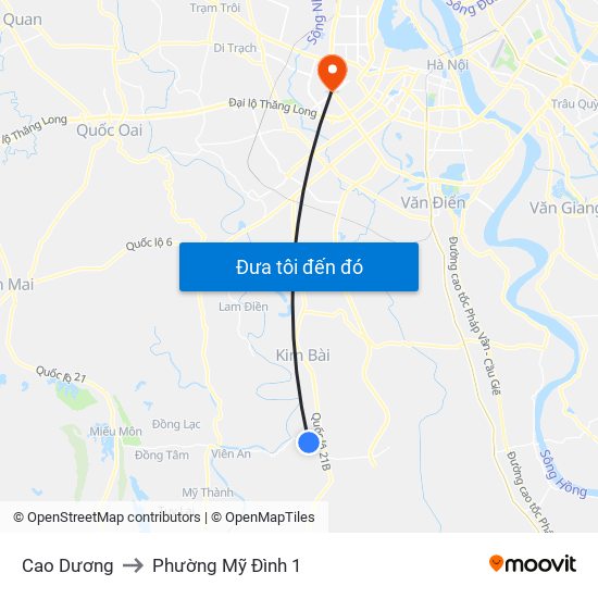 Cao Dương to Phường Mỹ Đình 1 map