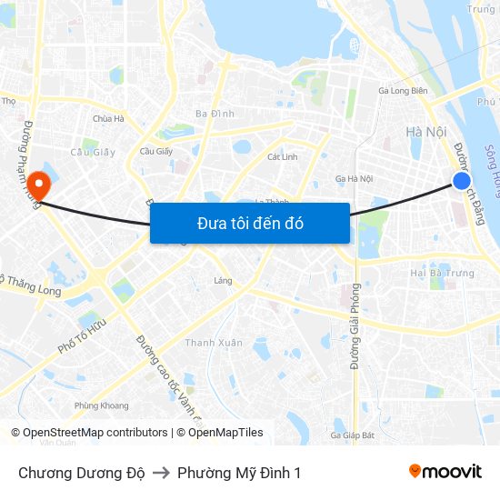 Chương Dương Độ to Phường Mỹ Đình 1 map