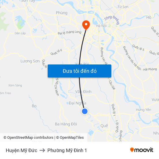 Huyện Mỹ Đức to Phường Mỹ Đình 1 map